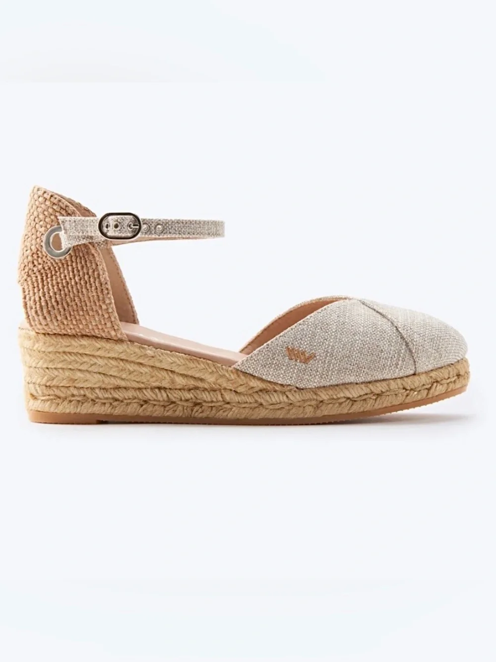 Viscata Pubol Canvas Espadrille Wedge Sandals 40 9 Leather Metallic Ankle Strap